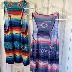 Serape western stripe racer back tank tops